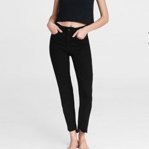 Rag & Bone Mid Rise Slim Ankle Jeans Cropped Black 26